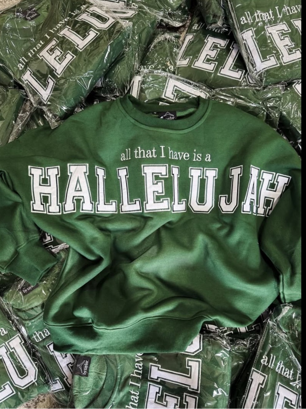 Kelly Green "Hallelujah" Sweatshirt Pullover